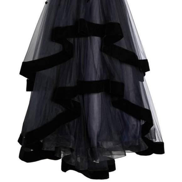 MAC DUGGAL 6634D FLORAL VELVET TRIM STRAPLESS BALL-GOWN DRESS sz 10 - Picture 9 of 9